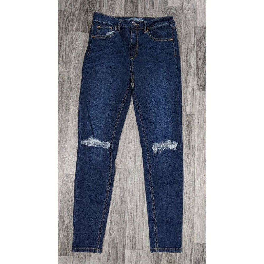 Wild Fable Size 8 High Rise Skinny Pockets Distressed Denim Blue Jeans